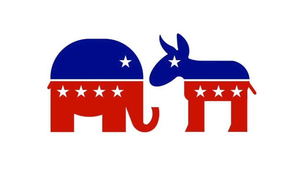 Éléphant républicain et âne démocrate, symboles des deux grands partis politiques aux États-Unis