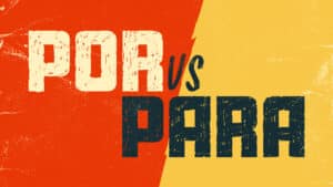 Illustration typographique "POR vs PARA", visuel pédagogique pour distinguer por ou para en espagnol