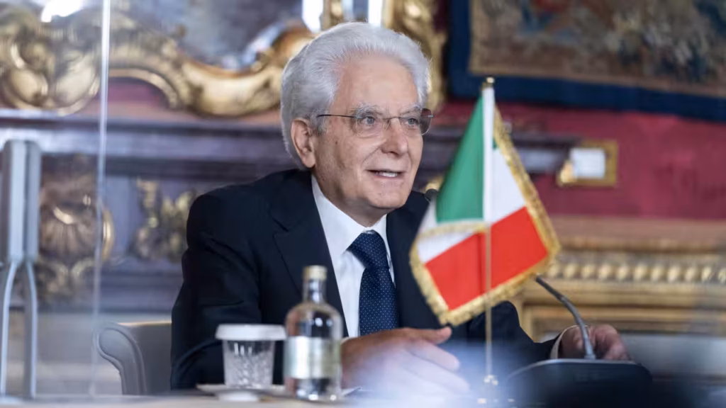 Sergio Mattarella, président de la République italienne, lors d'une intervention officielle