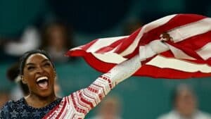 Simone Biles lors d'une compétition internationale de gymnastique