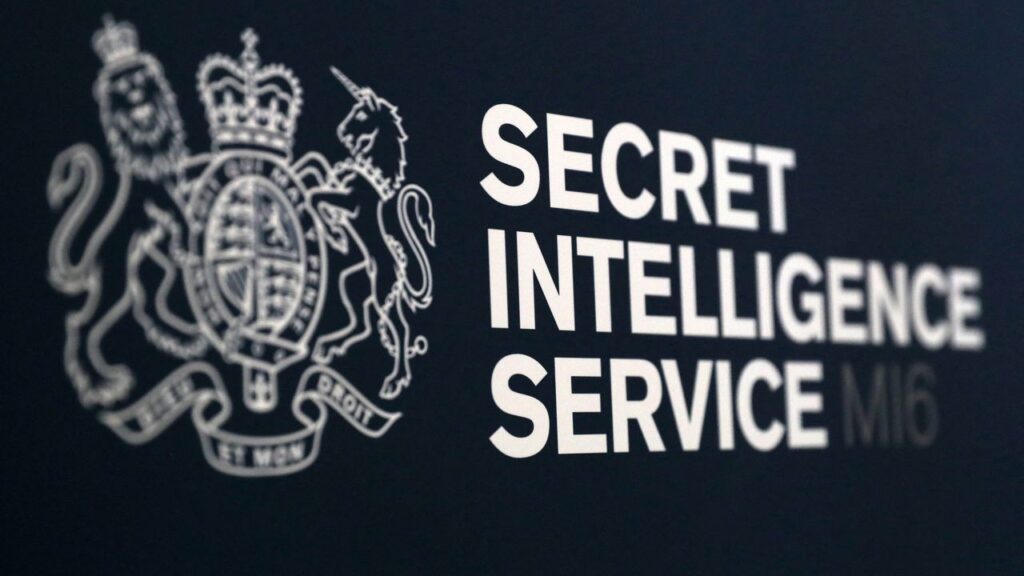 Logo officiel du MI6, le service de renseignement britannique, illustrant une version anglaise BCE sur le Foreign Office